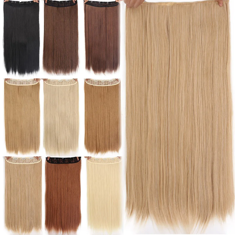 5 накладных волос на заколках одна штука длинные прямые женские накладные волосы