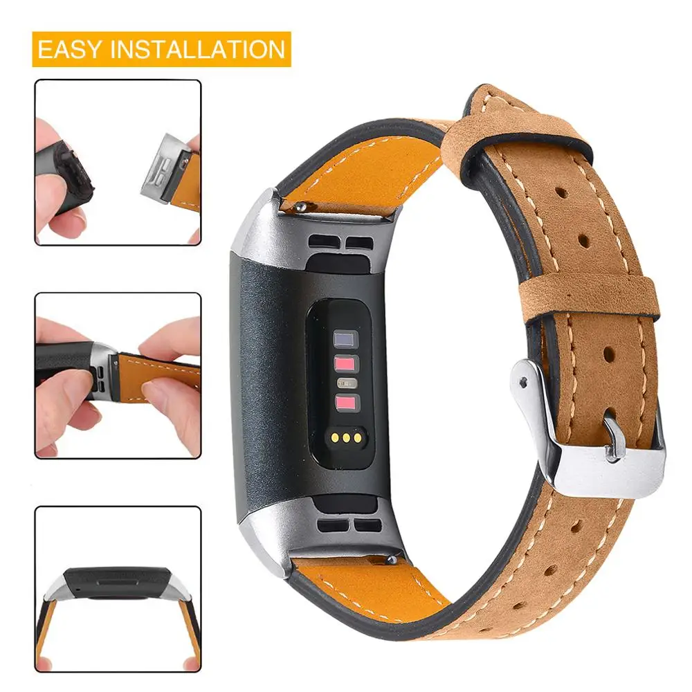 

Ремешок для часов из натуральной кожи для фитнес-браслета, водостойкий, дышащий