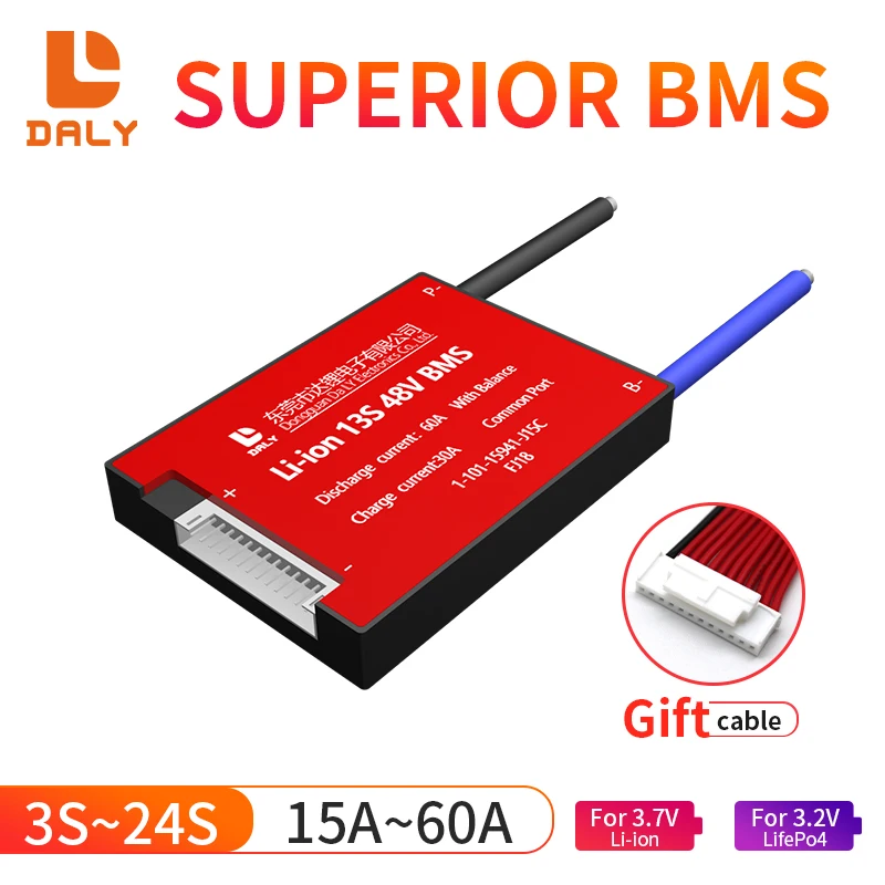 

Daly BMS 10S 36V 3S to 24S Li-Ion LiFePo4 LTO 15A 20A 30A 40A 50A 60A With Balance Used For Stree Light E-Bike Scooter Tools