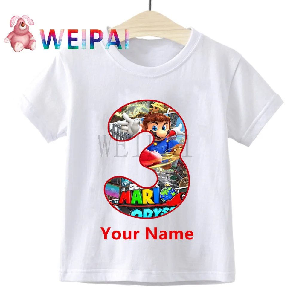 

Kids Pure cotton Mario Luigi T-shirts Costume Boys Girls Summer Tees Top Clothing Children Clothes Casual Tshirts a birthday