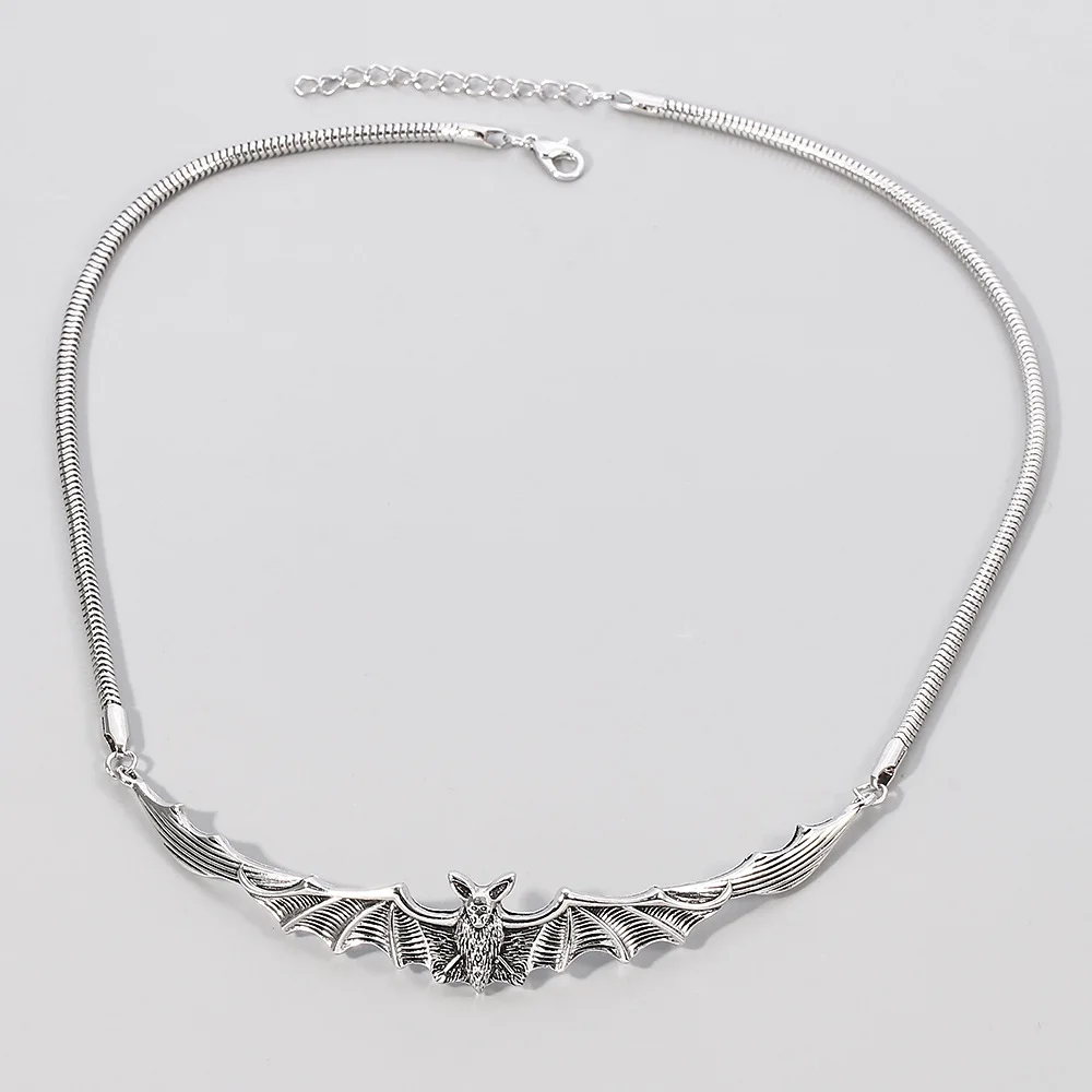 Готическое посеребренное ожерелье летучей мыши Ретро простая вампирская