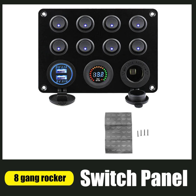 Светодиодная панель переключателя 8 клавиш для автомобиля лодки 12 ~ 24 В с цветным
