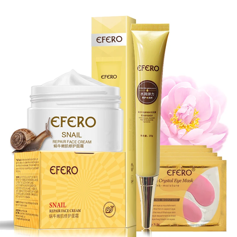 

EFERO Face Cream Snail Repair Whitening Cream Moisturizing Hydrating Anti Age Collagen Eye Cream Face Eye Mask Skin Care