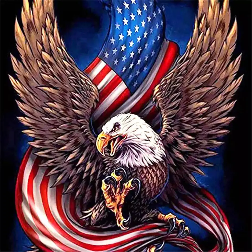 

DIY Diamond Painting "Flag with Eagle" 5D Full Square Diamond Mosaic Embroidery 3D Cross stitch Bedroom Decoration Gift Crafts