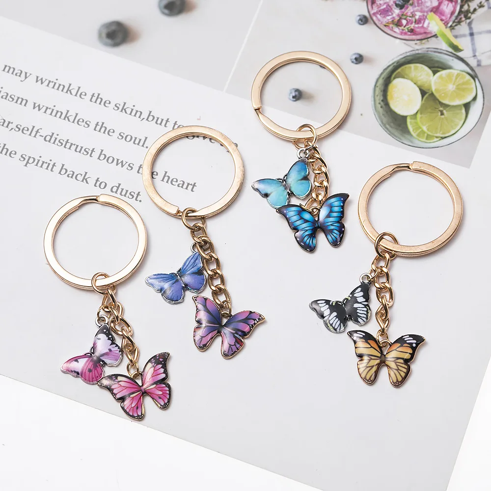 

New Colorful Enamel Butterfly Keychain Insects Car Key Women Bag Accessories Jewelry Gifts