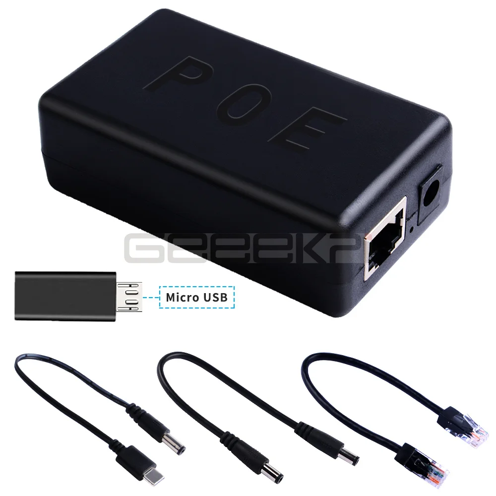 Кабель PoE Gigabit Raspberry Pi 4B активный сплиттер USB Type-C 48 В до 5 Power Over Ethernet коммутатор для