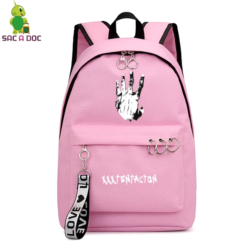 XXXTentacion рюкзак для колледжа Школьные Сумки sac dos рюкзак для ноутбука вместительные рюкзаки дорожная сумка на плечо для девочки подростка - Цвет: Серый