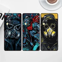 cool gas mask smiley for honor play 3e 5 5g 5t 8s 8c 8x 8a 8 7s 7a 7c max prime pro 2019 2020 black phone case soft capa