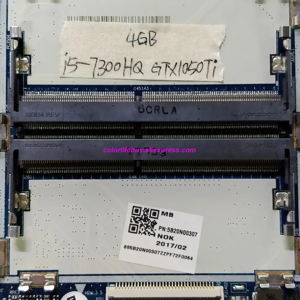 Подлинный PN: 5B20N00307 DY512 NM-B191 w i5-7300HQ CPU GTX1050 4G GPU материнская плата для ноутбука |