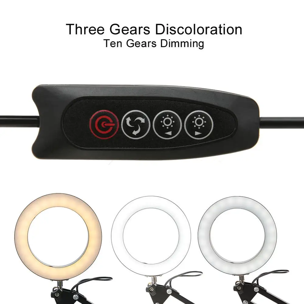 

USB Foldable Eye Protection Table Lamp Three-Tone LED Light Tattoos Eyebrow Lip Household Table Lamp Anti-Skid Base Supply Black