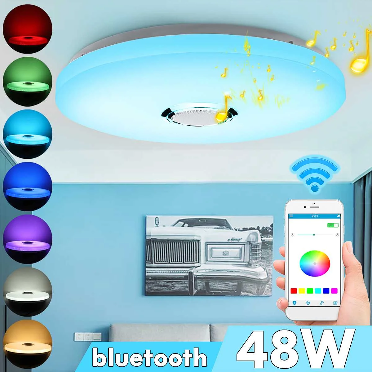 Современный светодиодный потолочный светильник chandelie r lighting 48 Вт приложение RGB с регулируемой яркостью bluetooth музыкальный светильник для спальни