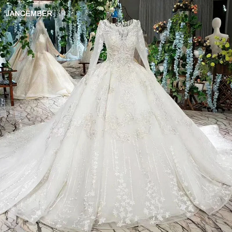 Бальное платье LSS512 свадебные платья с длинным рукавом и круглым вырезом как