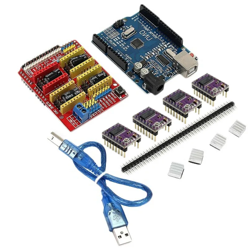 Плата расширения щит с ЧПУ + плата R3 драйвер 4 X DRV8825 комплект кабеля USB для
