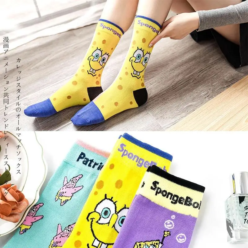 

New Spongebob Stockings Japanese Cute Cartoon Anime College Wind Stockings Female Christmas Gifts for Children