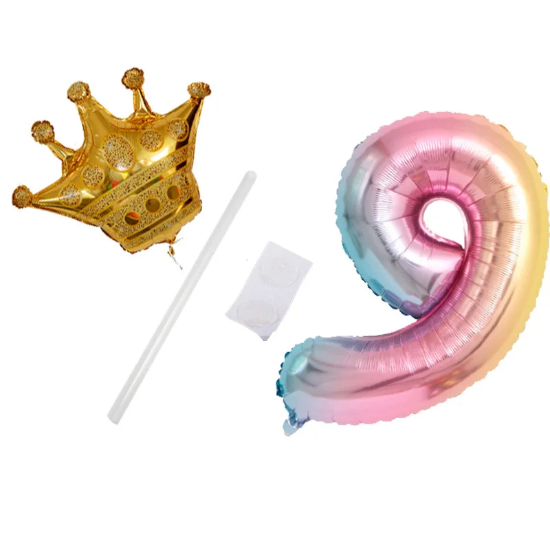 32 дюйма градиент Цвет Корона Количество воздушных шаров для детей платье на день