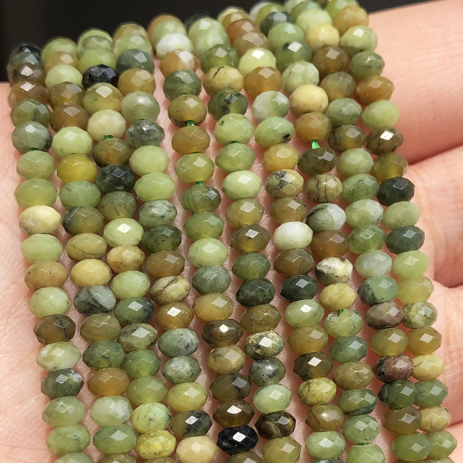 

Natural Stone Beads Tiny Faceted Green Canada Jades Loose Rondelle Beads for Jewelry Making DIY Bracelet Charms Earrings 15''