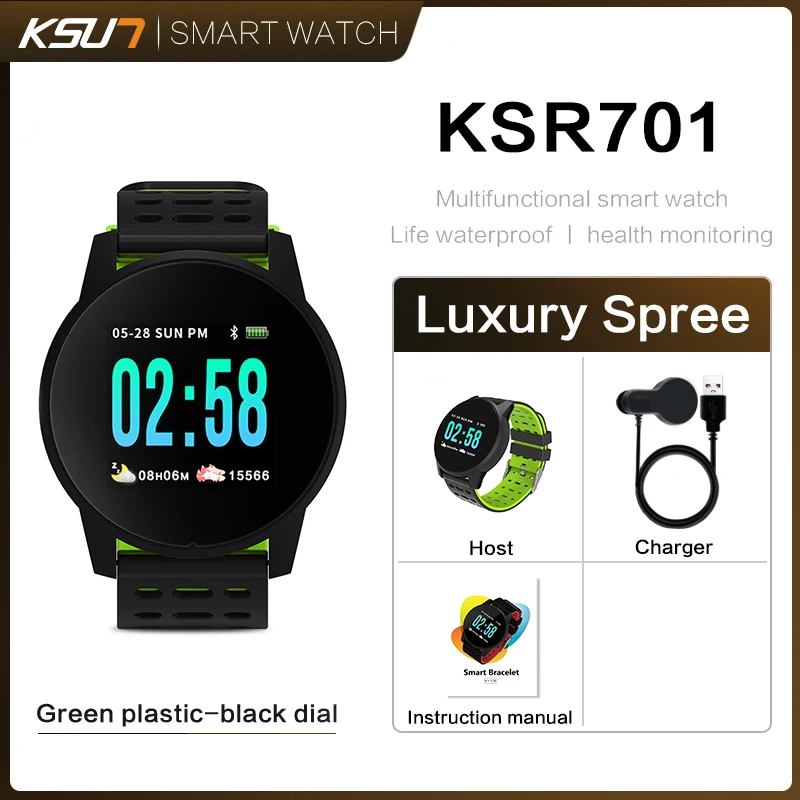 PU Green Смарт часы KSUN KSR901 Bluetooth Android/IOS телефоны 4G водонепроницаемый gps сенсорный экран Спорт Здоровье - Цвет: PU Green