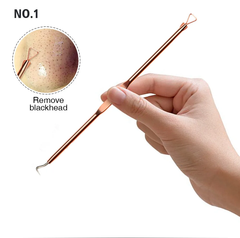 Антибактериальный 4 головки Двусторонняя игла для удаления угрей инструмент из