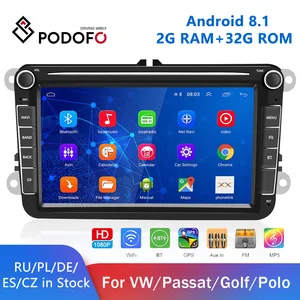 podofo 2din android 8 1 car radio gps stereo receiver multimedia player for volkswagenvwskodapassat b6seatoctaviapologolf free global shipping
