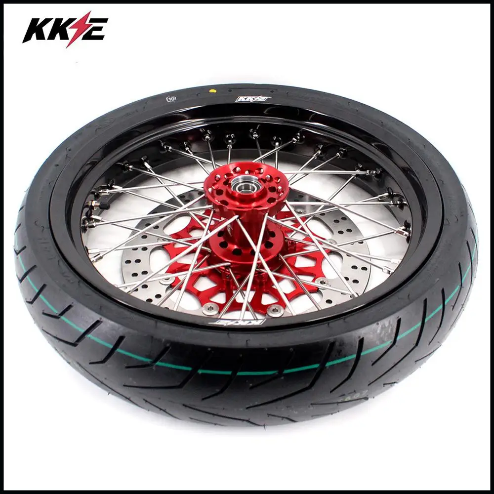 KKE 3,5/5,0*17 супер мото колеса CST шины Набор для HONDA CRF250R 2004-2013 CRF450R 2002-2012 Supermotard обод колеса