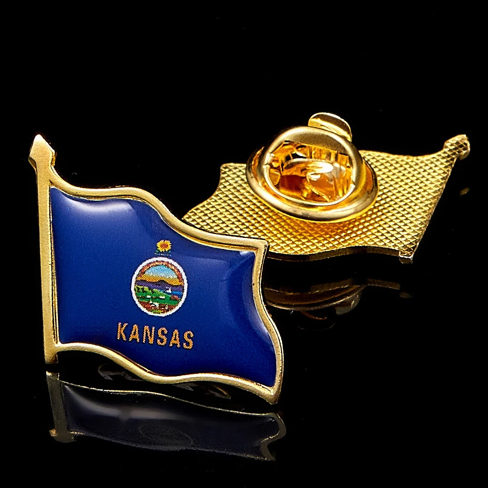 Значки из штата канзас сша флаг заколка на рюкзак заколки для