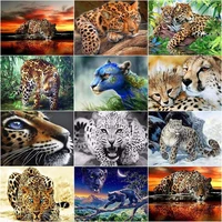 chenistory 5d diamond painting leopard animal full square diamond embroidery sale mosaic picture of rhinestones wall art