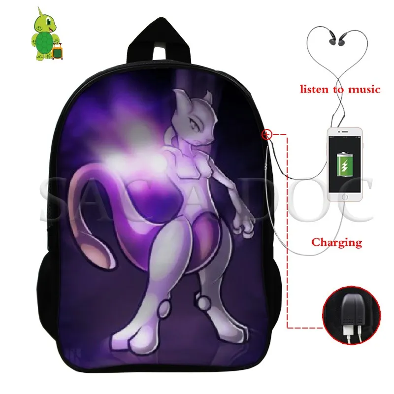 Pokemon Mewtwo Umbreon рюкзак для женщин и мужчин многофункциональный USB зарядка школьные и дорожные сумки для подростков студентов ноутбук рюкзак - Цвет: 28