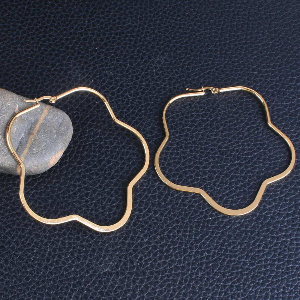 Большие серьги-капельки в форме цветка золотого цвета модные ювелирные изделия