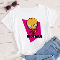 iron man print cartoon marvel woman t shirt cropped sleeve cute avengers ropa tumblr mujer summer o neck casual shirt womens
