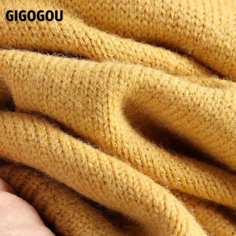 GIGOGOU/женский свитер с воротником поло спортивные костюмы трикотажные широкие