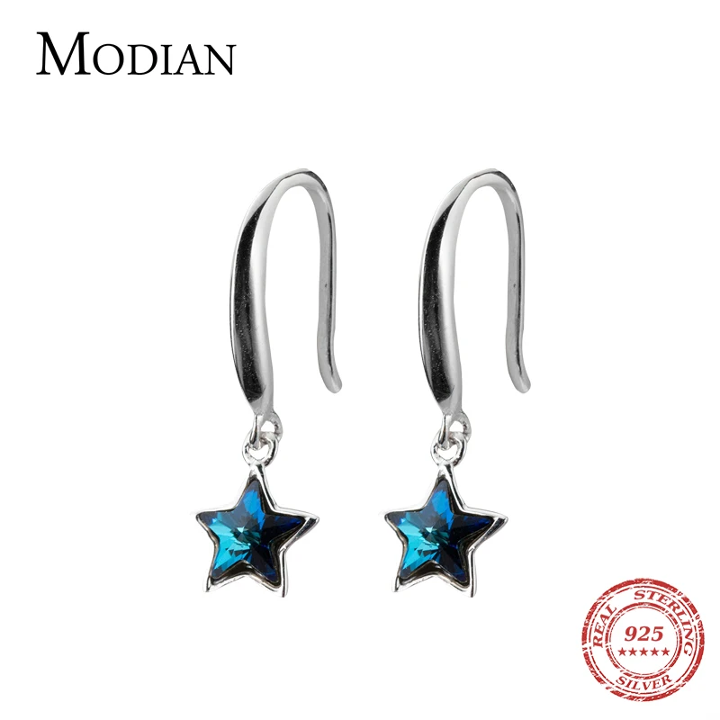 Modian с голубыми звездами и украшением в виде кристаллов женские серьги подвески