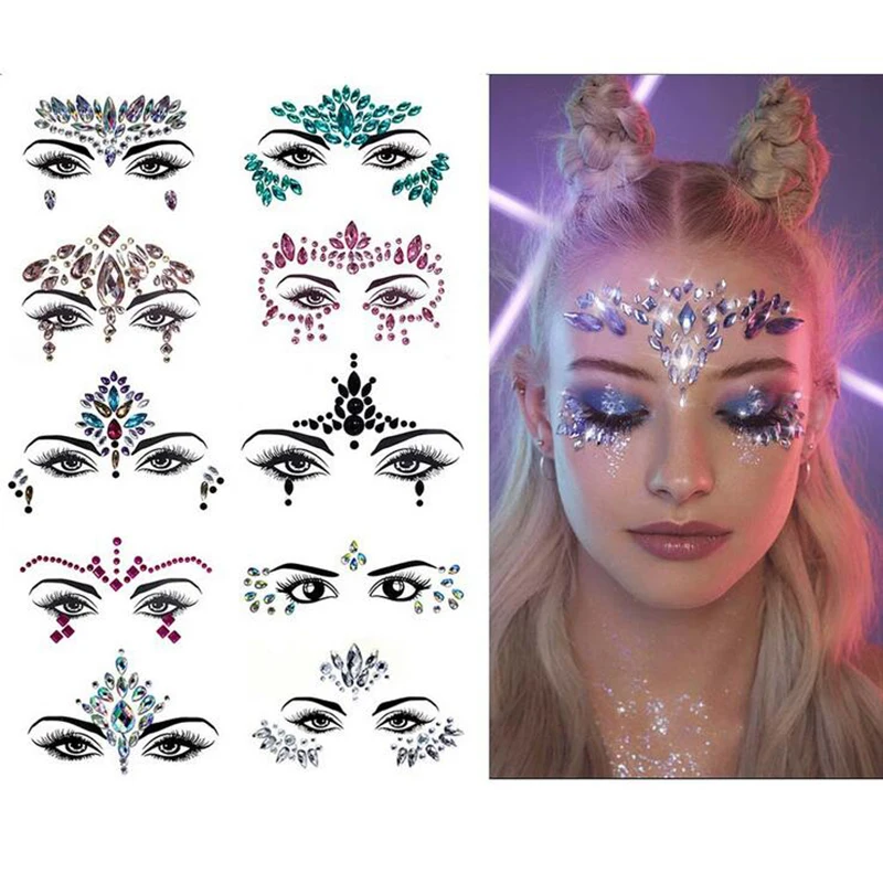 Стразы драгоценные камни для лица Русалка драгоценности блестящие наклейки