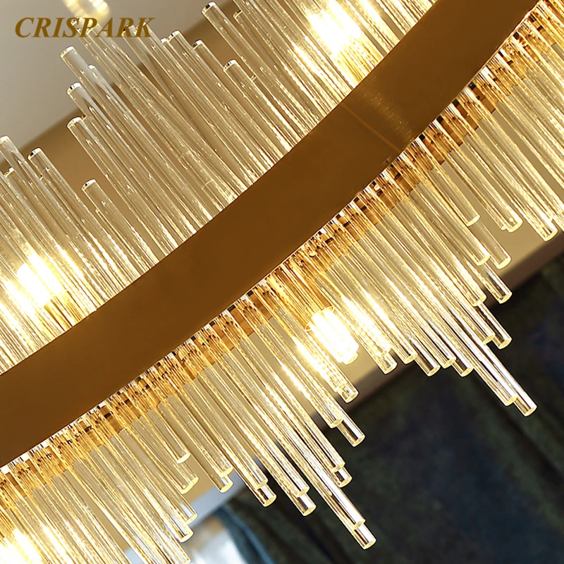 

Modern Luxury Crystal Chandeliers Lighting LED Round Lustre Cristal Pendant Hanging Lamp for Living Room Bedroom Restaurant