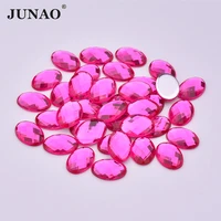 junao 1014mm rose color flatback oval crystal rhinestone acrylic crystals stones non sewing strass appliques for diy crafts
