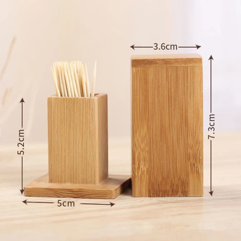 Бамбуковая коробка для зубочистки с крышкой Бытовая бамбуковая деревянная