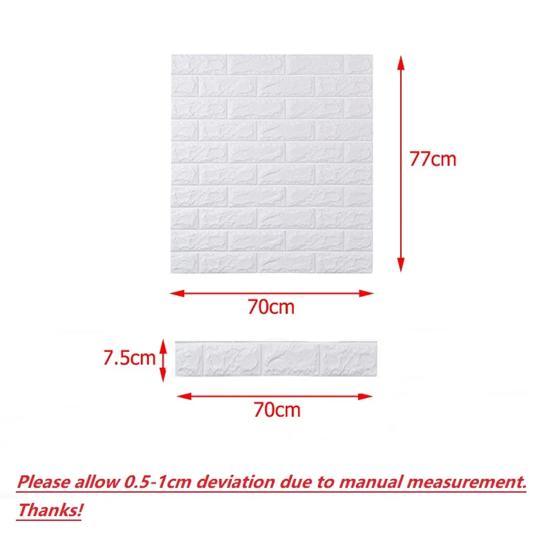 Waterproof 3D White Brick Pattern Wall Stickers PE Foam Self-Adhesive Paper Wallpaper Rustic Home Living Room Decoration Sticker