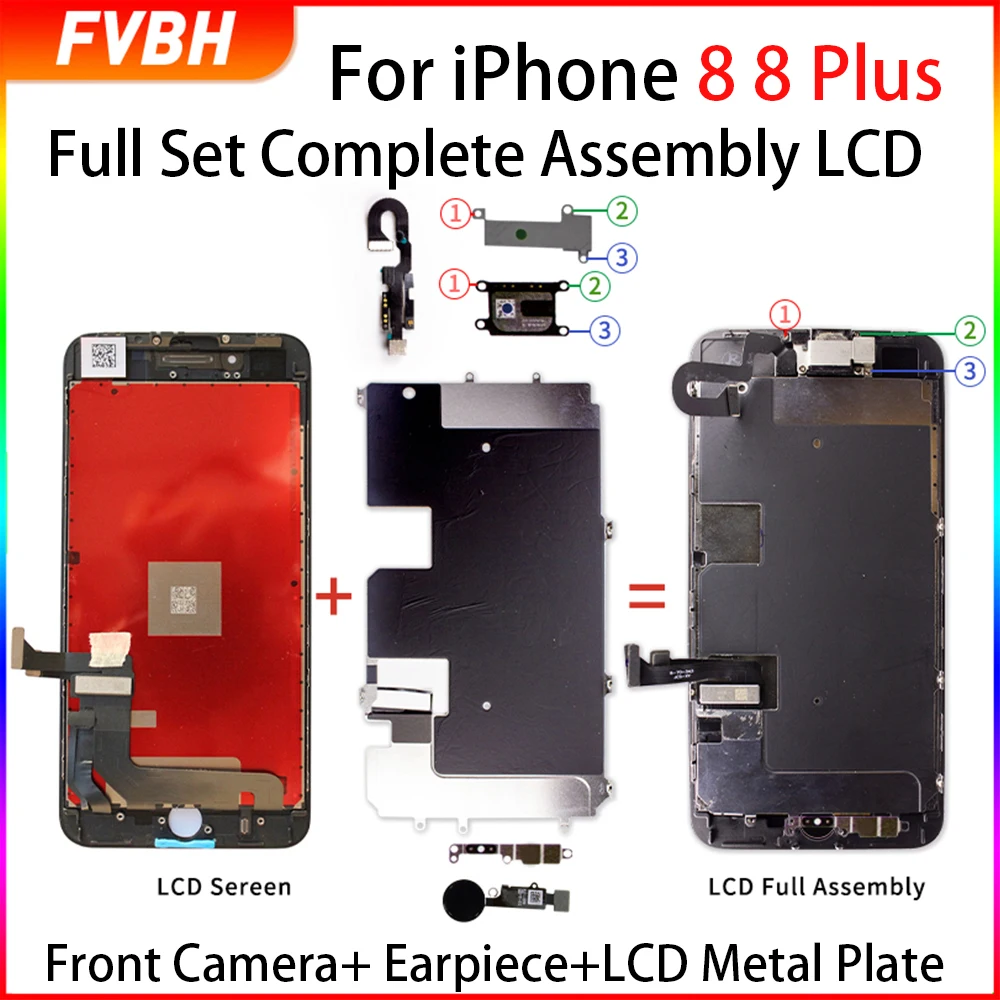 Полный ЖК-экран для iPhone 8 Plus Pantalla полный набор 3D сенсорный дигитайзер сборка