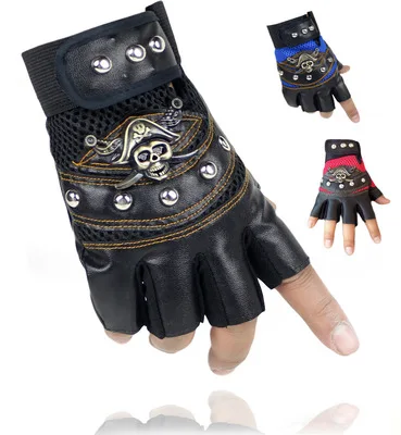 Half finger leather gloves tactical army fan hoe outdoor men and women eat chicken riding pirate imitation | Аксессуары для одежды
