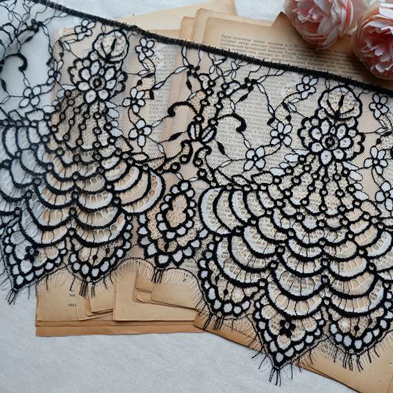 

2 шт. 3 м кружевная отделка в виде ресниц Шантильи, ткань, цветок, «сделай сам», кружевная лента, ремесла, свадебное платье, одежда, кружевной материал ручной работы Lngeire