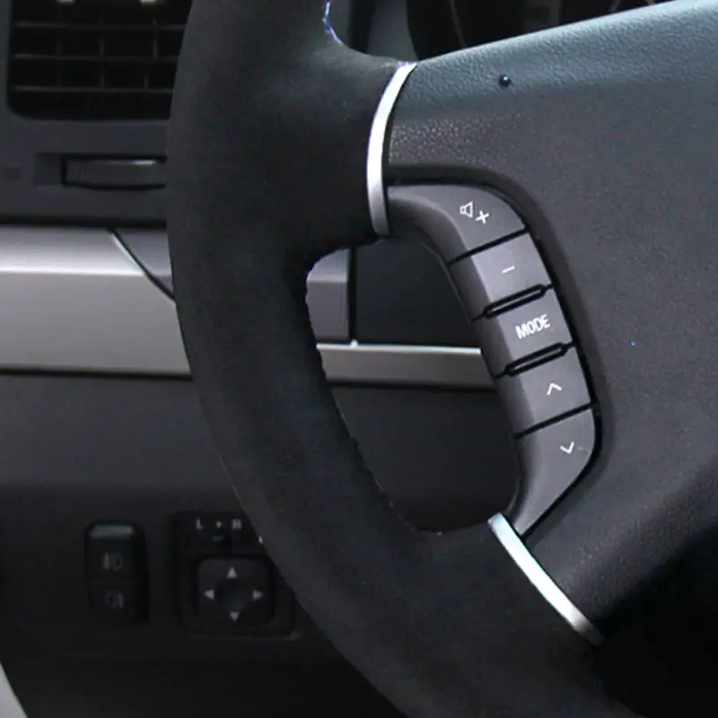 DIY сшитый вручную черный мягкий замшевый чехол рулевого колеса автомобиля для