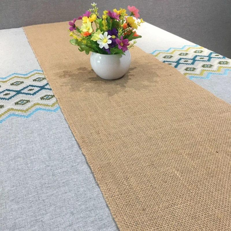 Винтажная натуральная Φ Новогодняя настольная дорожка для свадьбы 275 см x 30