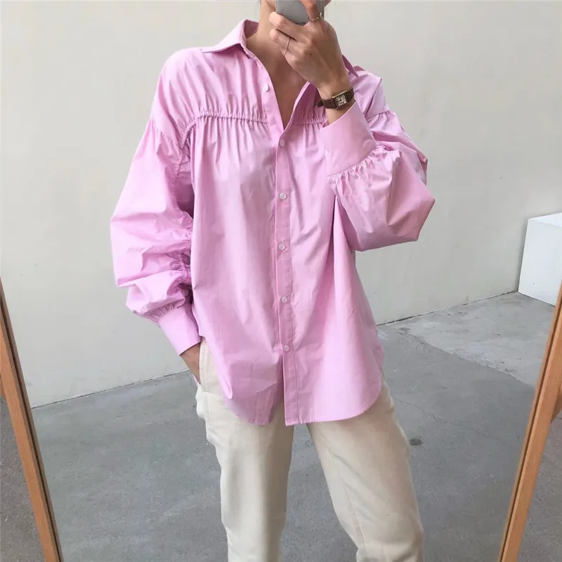 

RUGOD 2021 spring new style foldable loose long-sleeved shirt top