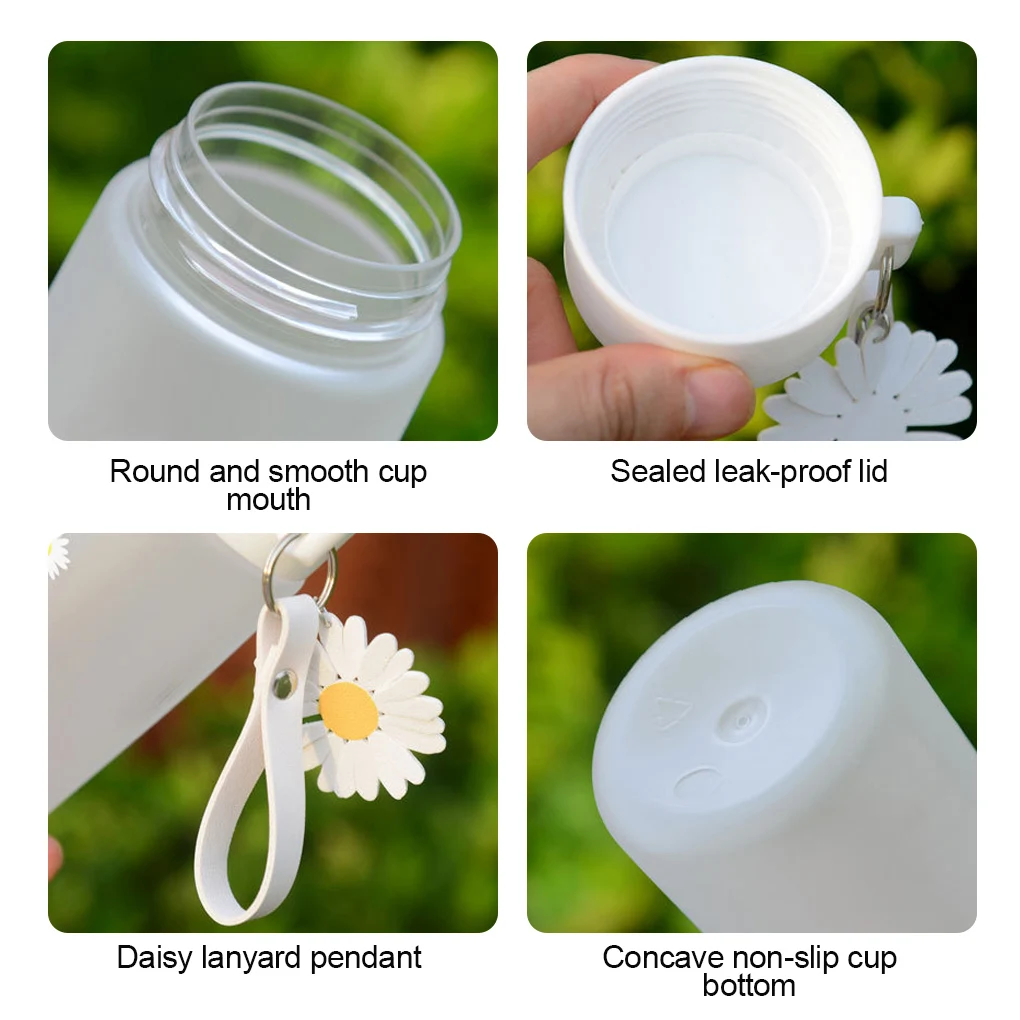 

Kleine Daisy Transparent Kunststoff Wasser Flaschen BPA Frei Kreative Frosted Wasser Flasche Mit Tragbare Seil Reise Tee Tasse