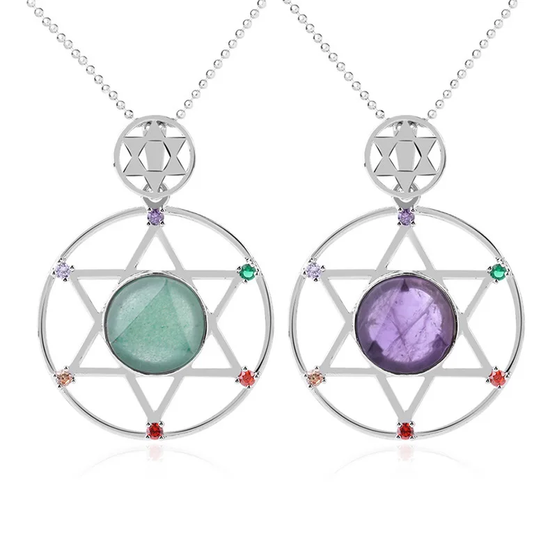 Ожерелье с подвеской из натурального камня граненым кристаллом защита Давида