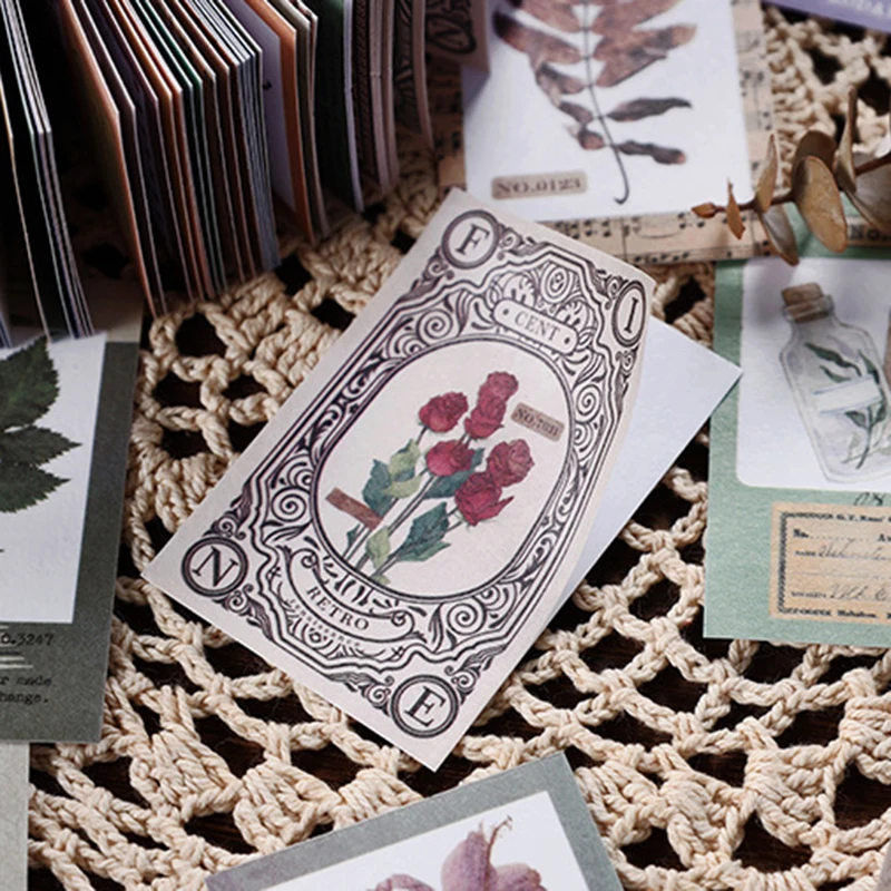 

50 Sheet Vintage Scrapbook Decor Pack Watercolor Style DIY Album Diary Non-Adhesive Paper Decal Collection 4*6cm jlrr
