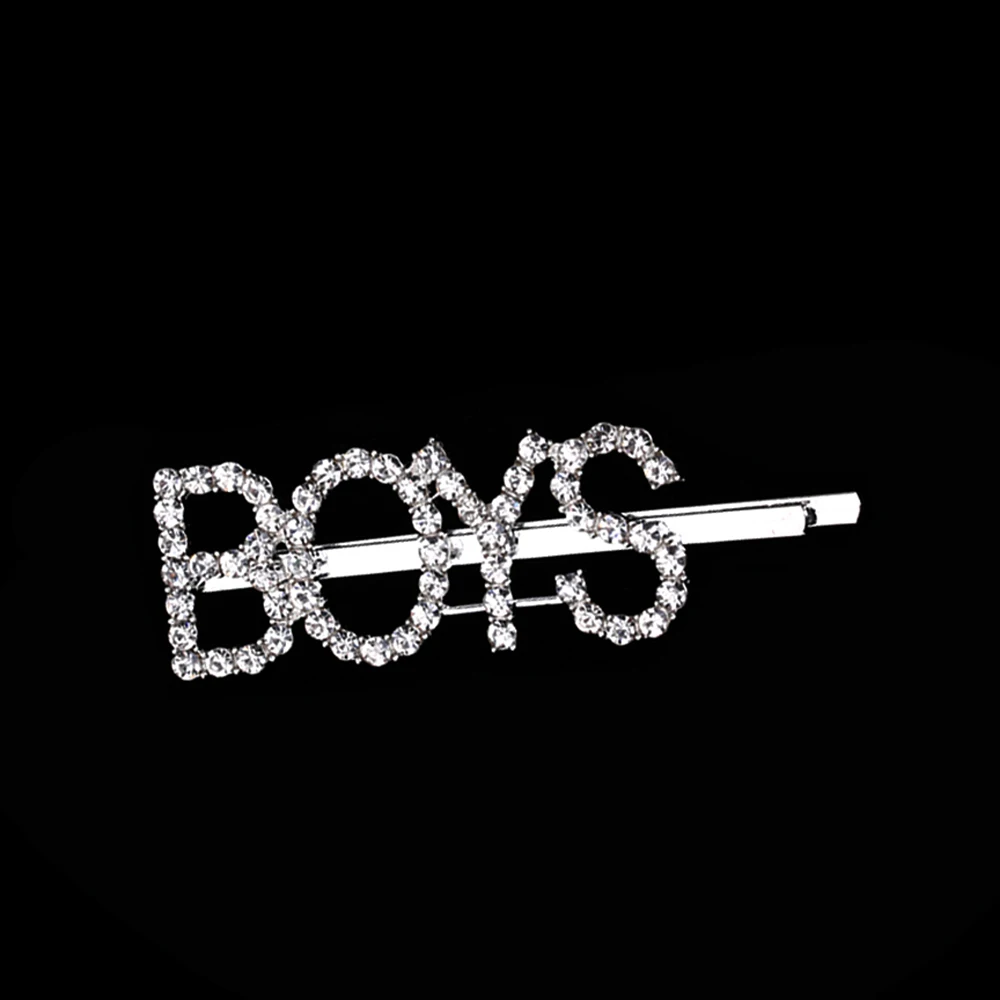 BOYS 1 шт. ошибка/девушка/грубая/любовная буква слово стразы заколка для волос с кристаллами заколка для волос заколки для волос орнамент заколки-пряжки аксессуары для укладки волос - Цвет: BOYS