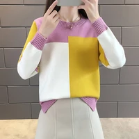 style candy colored pullover sweater womens korean style womens wearloose fit mixed colors long sleeve knit low waist jersey