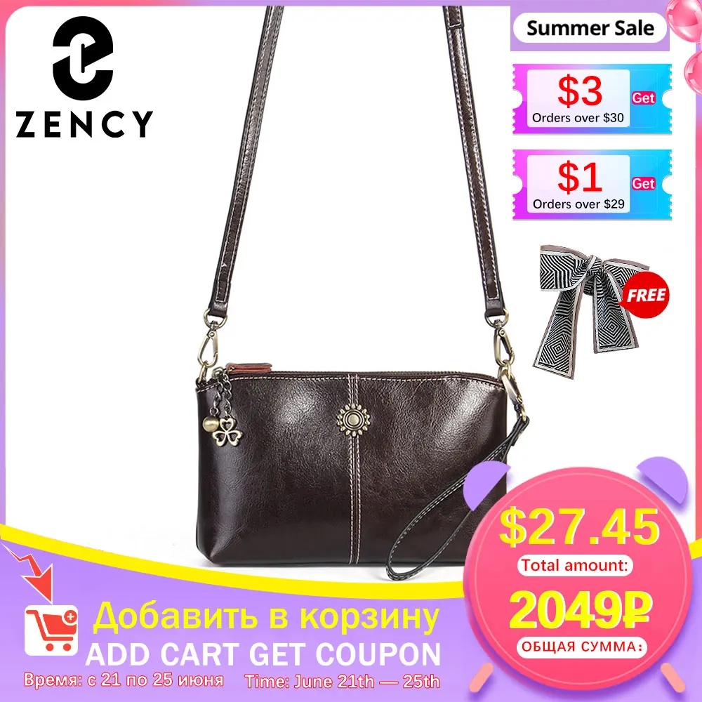 Zency 100% натуральная кожа Ретро стиль Женский кошелек мессенджер клатчи на каждый