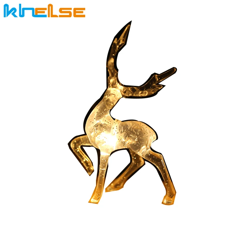 10 светодиодный прозрачный с изображением оленя на батарейках USB струнный