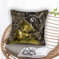 bass carp fishing pillow cover print fish pillowcover bedroom home office decorative pillowcase invisible zipper pillow 45x45cm